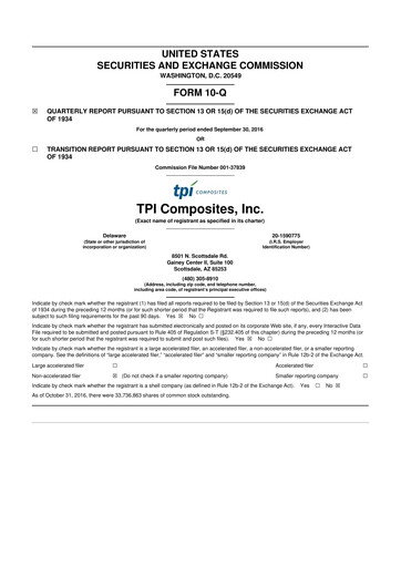 Miniature TPI Composites 10-Q Rapport trimestriel 2016 