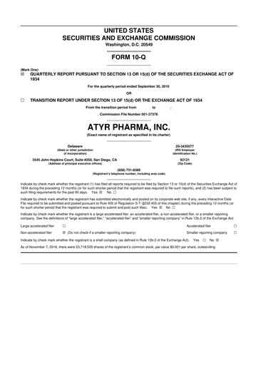Thumbnail aTyr Pharma 10-Q Quarterly Report FY 