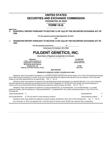 Thumbnail Fulgent Genetics
 10-Q Quarterly Report FY2016 