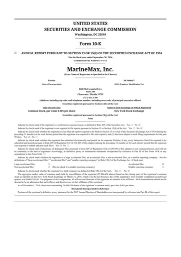 Thumbnail MarineMax 10-K Annual Report 2016