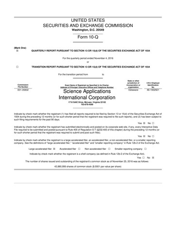 Thumbnail SAIC (Science Applications International Corp) 10-Q Quarterly Report FY2017 