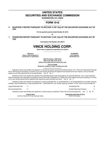 Thumbnail Vince Holding 10-Q Quarterly Report FY2016 