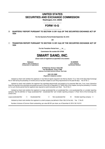 Vorschaubild Smart Sand
 10-Q Quartalsbericht 2016 