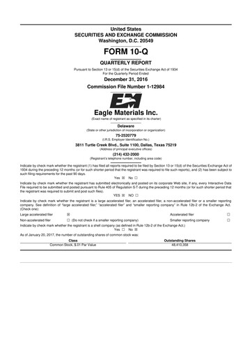 Thumbnail Eagle Materials
 10-Q Quarterly Report FY2017 