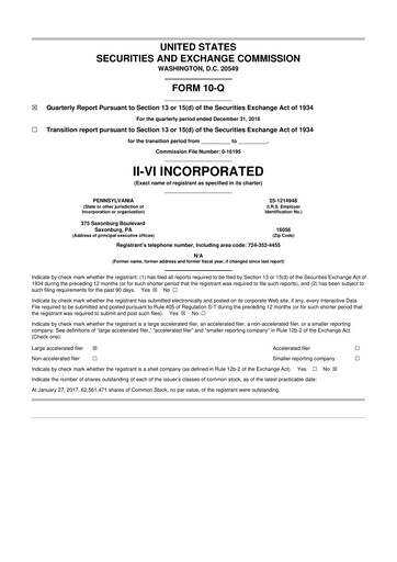 Thumbnail Coherent Corp. 10-Q Quarterly Report FY2017 