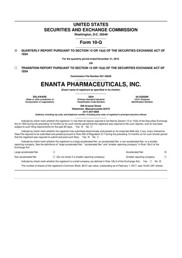 Thumbnail Enanta Pharmaceuticals
 10-Q Quarterly Report FY2017 