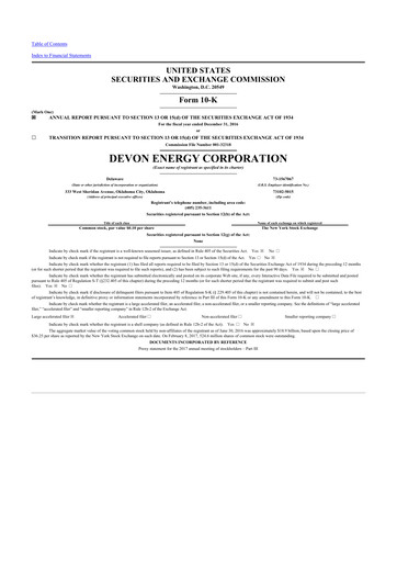 Thumbnail Devon Energy
 10-K Annual Report 2016