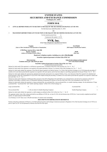 Thumbnail NVR 10-K Annual Report 2016