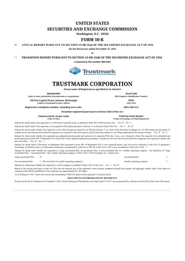 Thumbnail Trustmark 10-K Annual Report 2016