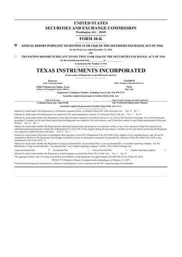 Thumbnail Texas Instruments 10-K Annual Report 2016