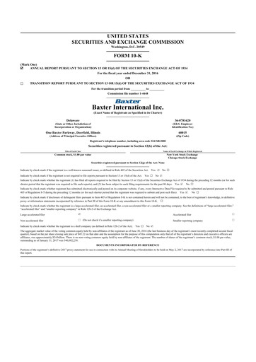 Thumbnail Baxter 10-K Annual Report 2016