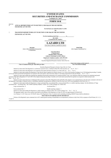 Thumbnail Lazard 10-K Annual Report 2016