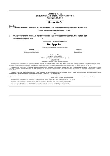 Thumbnail NetApp
 10-Q Quarterly Report FY2017 