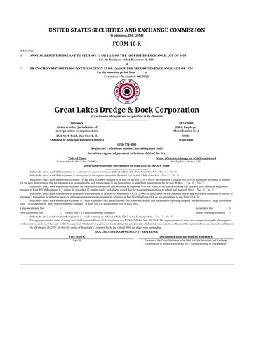 Thumbnail Great Lakes Dredge & Dock Corp. 10-K Annual Report 2016