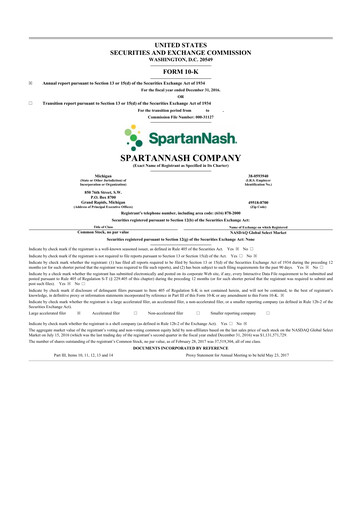 Thumbnail SpartanNash
 10-K Annual Report 2016