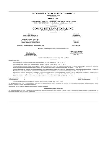 Thumbnail CompX International 10-K Annual Report 2016