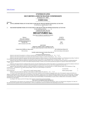 Miniature REGENXBIO 10-K Rapport annuel 2016