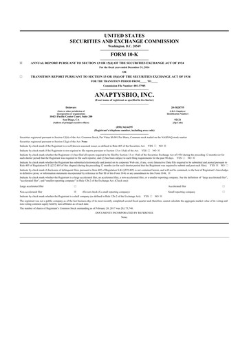 Thumbnail AnaptysBio 10-K Annual Report 