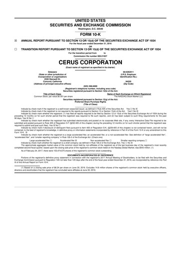 Thumbnail Cerus Corporation 10-K Annual Report 2016