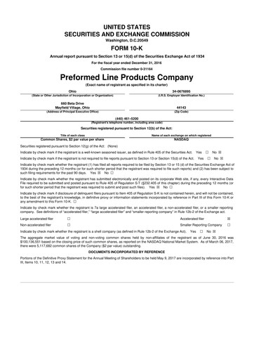 Vorschaubild Preformed Line Products 10-K Jahresbericht 2016