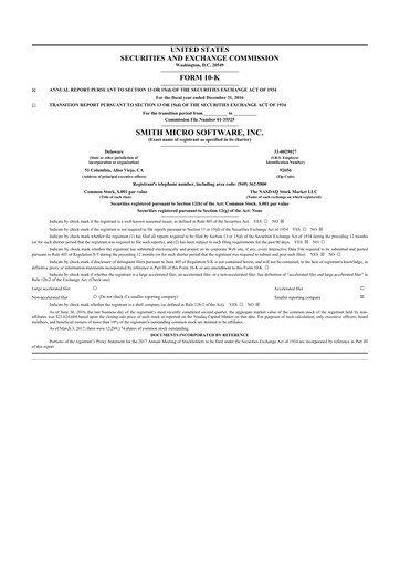 Thumbnail Smith Micro Software
 10-K Annual Report 2016