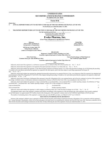 Thumbnail Evoke Pharma
 10-K Annual Report 2016