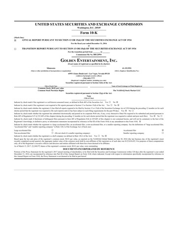 Thumbnail Golden Entertainment
 10-K Annual Report 2016