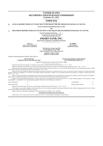 Vorschaubild Smart Sand
 10-K Jahresbericht 2016