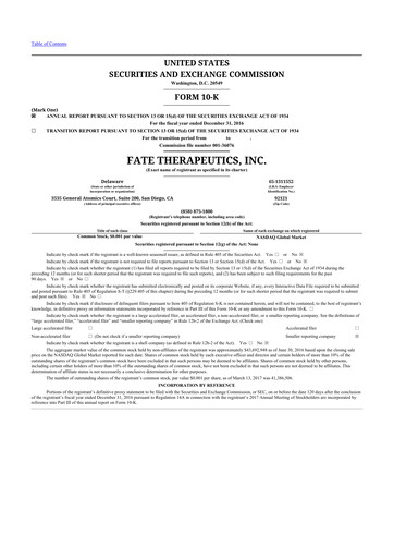 Thumbnail Fate Therapeutics
 10-K Annual Report 2016