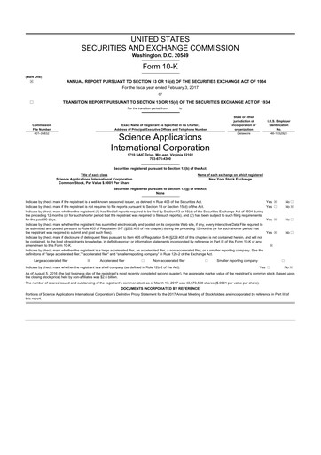 Thumbnail SAIC (Science Applications International Corp) 10-K Annual Report 2017