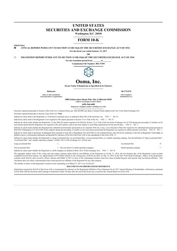 Thumbnail Ooma 10-K Annual Report 2017