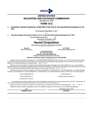 Thumbnail Hexcel
 10-Q Quarterly Report FY2017 