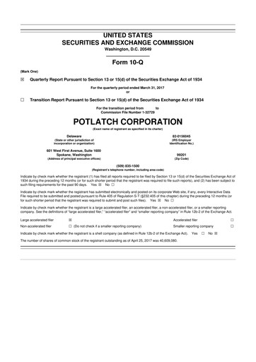 Thumbnail PotlatchDeltic
 10-Q Quarterly Report FY 