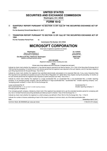 Thumbnail Microsoft 10-Q Quarterly Report FY2017 