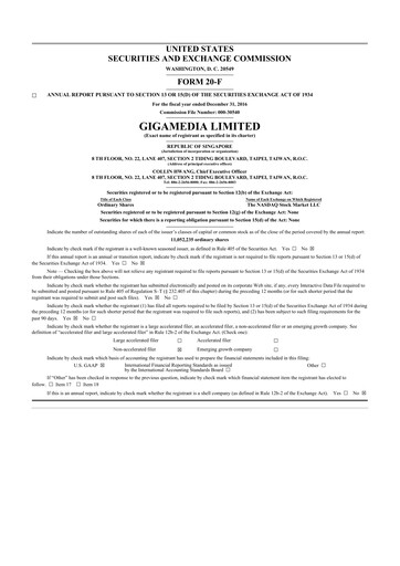 Thumbnail GigaMedia 20-F Annual Report 2016