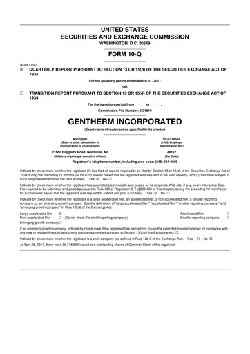 Thumbnail Gentherm 10-Q Quarterly Report FY2017 