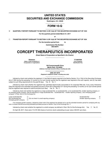 Thumbnail Corcept Therapeutics
 10-Q Quarterly Report FY2017 