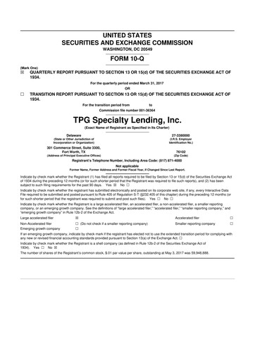 Thumbnail Sixth Street Specialty Lending 10-Q Quarterly Report FY 