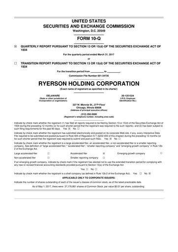 Thumbnail Ryerson 10-Q Quarterly Report FY2017 