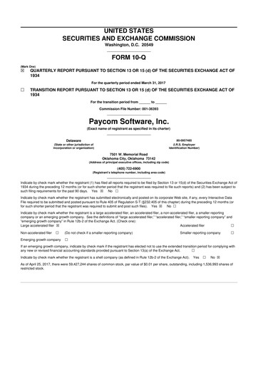 Thumbnail Paycom
 10-Q Quarterly Report FY2017 