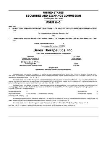 Thumbnail Seres Therapeutics 10-Q Quarterly Report FY2017 