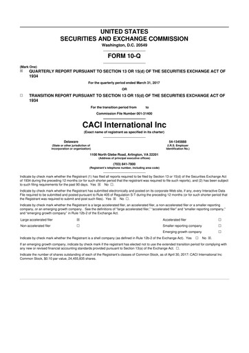Thumbnail CACI International Inc 10-Q Quarterly Report FY2017 