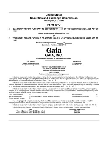 Thumbnail Gaia 10-Q Quarterly Report FY 