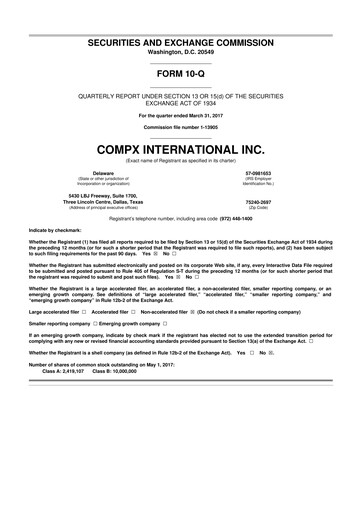 Thumbnail CompX International 10-Q Quarterly Report FY2017 