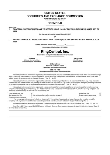 Thumbnail RingCentral
 10-Q Quarterly Report FY 