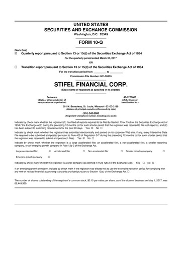 Thumbnail Stifel
 10-Q Quarterly Report FY2017 