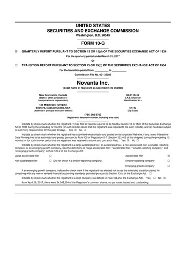 Miniature Novanta 10-Q Rapport trimestriel 2017 