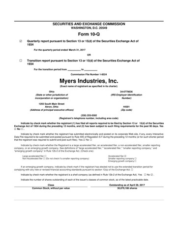 Thumbnail Myers Industries 10-Q Quarterly Report FY2017 