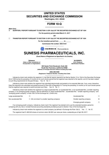 Vorschaubild Viracta Therapeutics 10-Q Quartalsbericht 2017 