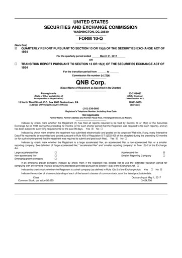Thumbnail QNB Corp. 10-Q Quarterly Report FY2017 